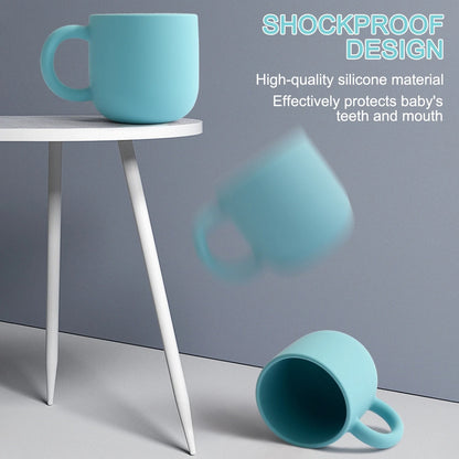 1PCS Silicone Baby Feeding Cup BPA Free Single Handle Portable Baby Tableware For Pure Color Baby Water Bottle Baby Shower Gift