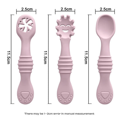 New Mother-kids 3PCS Baby Silicone Spoons Baby Utensils Training Cutlery Set Baby Feeding Meal Spoon Children's Tableware