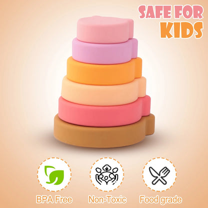 1Set Silicone Building Blocks Baby Teether Toy BPA Free Soft Stacking Montessori Puzzle 0-3Y Educational Toy Baby Stuff