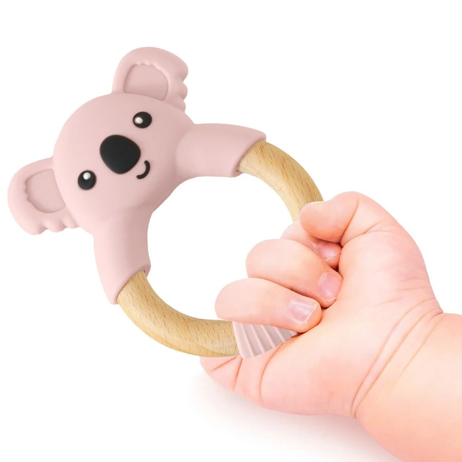 1PC BPA Free Koala Wood Ring Kids Teething Rodent Infant Baby Teether Toys Baby Gym Mobile Rattles Newborn Educational Toys