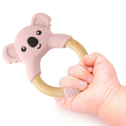 1PC BPA Free Koala Wood Ring Kids Teething Rodent Infant Baby Teether Toys Baby Gym Mobile Rattles Newborn Educational Toys