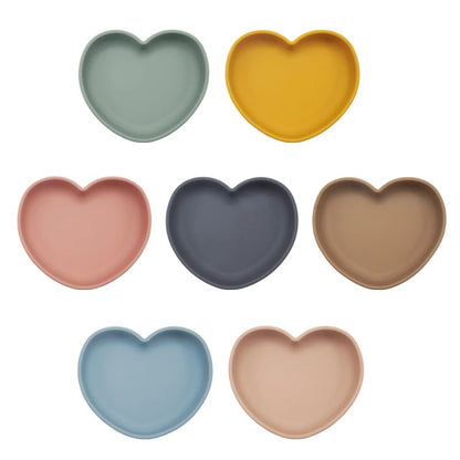 High Quality Silicone Feeding Solid Food Plates Dining Appliance Heart-Shaped Bowl With Suction Cup Children's Tableware