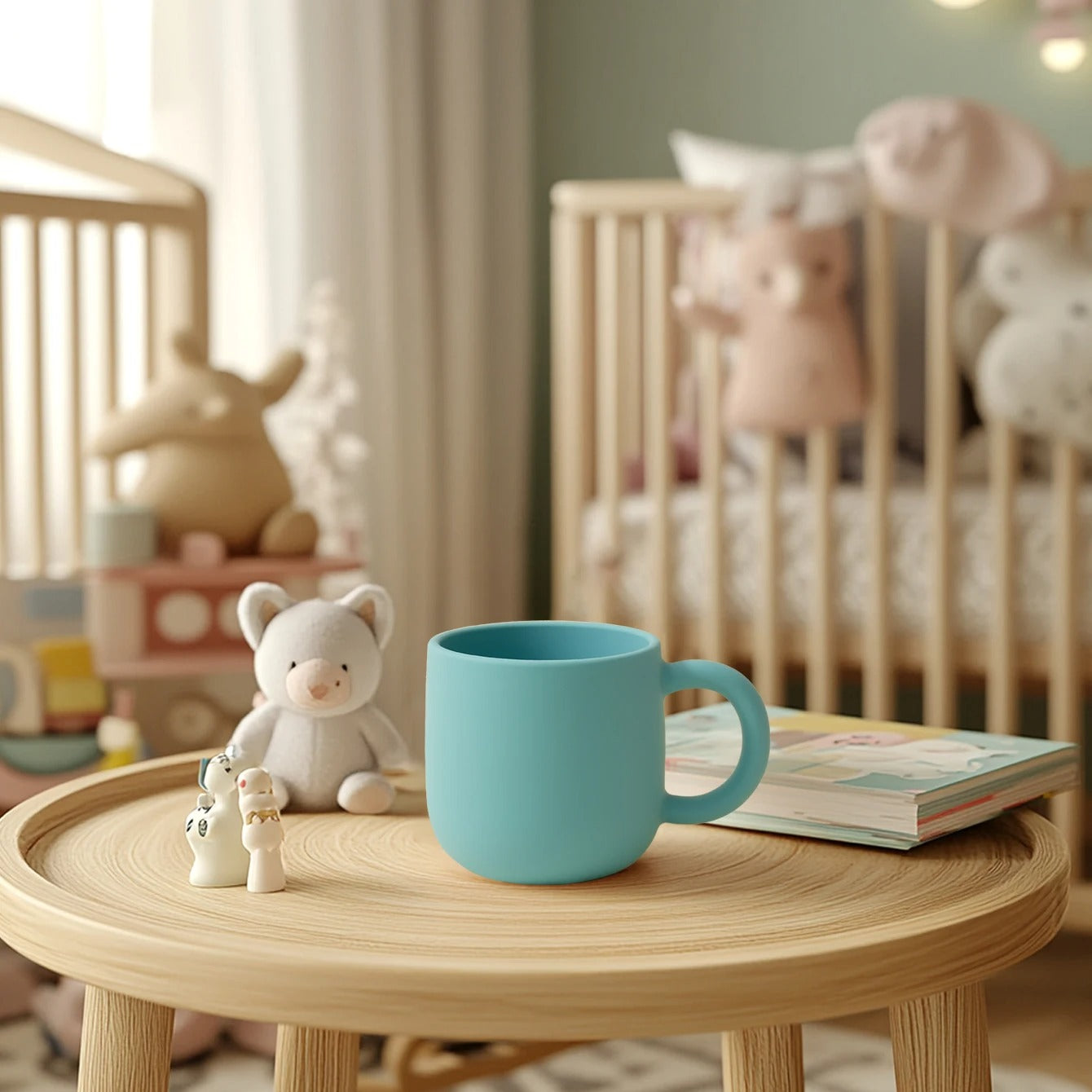 1PCS Silicone Baby Feeding Cup BPA Free Single Handle Portable Baby Tableware For Pure Color Baby Water Bottle Baby Shower Gift