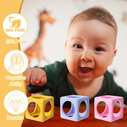 1Pcs Baby Silicone Teether Toys BPA Free Silicone Square Nursing Teething Chewing Toy Kids Teether Toys Baby Molar Accessories