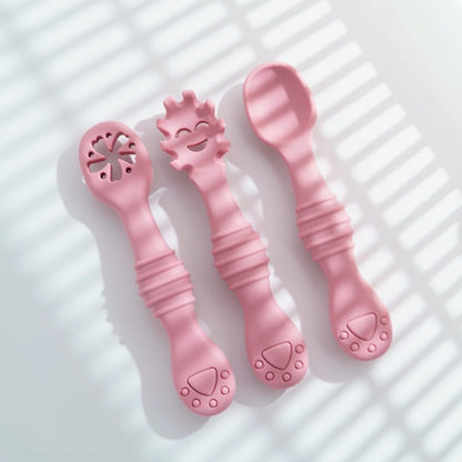 New Mother-kids 3PCS Baby Silicone Spoons Baby Utensils Training Cutlery Set Baby Feeding Meal Spoon Children's Tableware