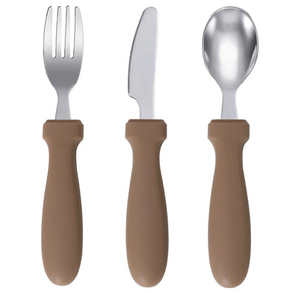 Newborn Stainless Steel Children's Tableware Spoon Fork Knife Set Dessert Spoon For Kids Baby Gadgets Feeding Cutlery Baby Stuff