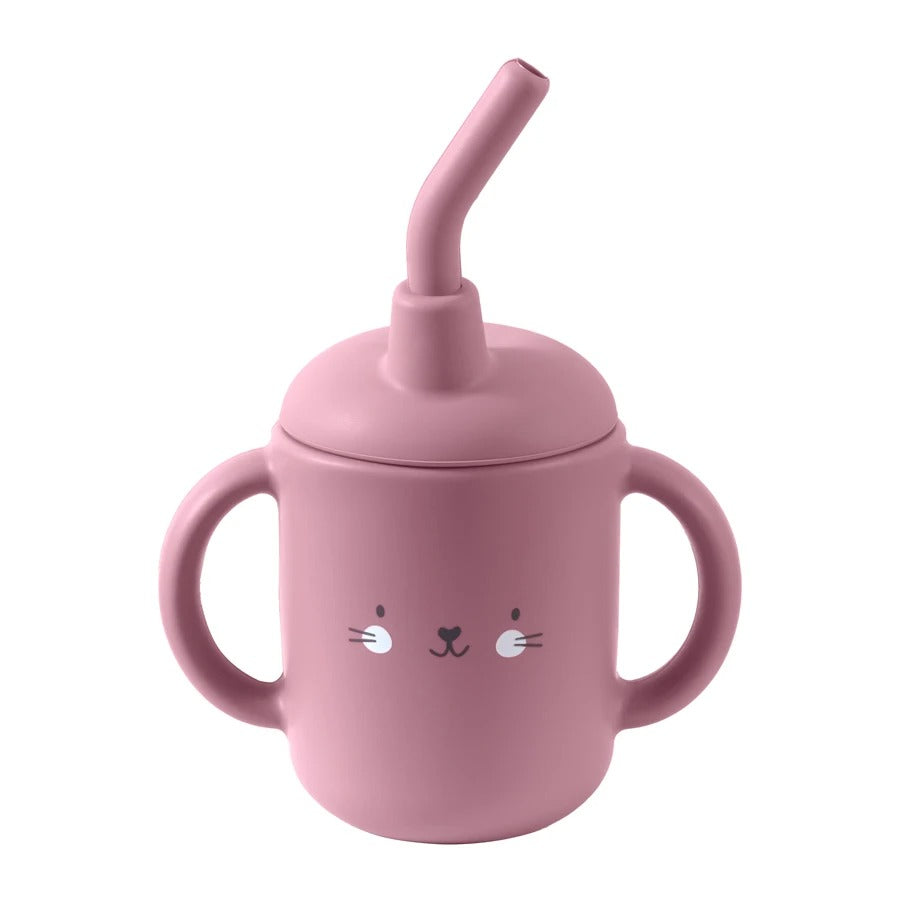 Portable Baby Feeding Bottle Cup Silicone Sippy Cups Children Leakproof Drinking Cups Cartoon Pattern Infant Straw Drinkware