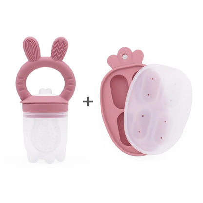 Cute Baby Fruit and Vegetable Teether Toy Food Supplement Bite Le Silicone Baby Feeding Tableware Ice Cream Mold Baby Stuff