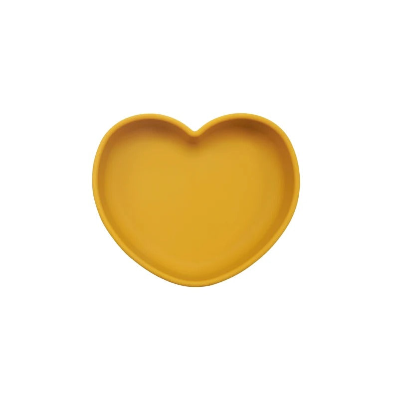 High Quality Silicone Feeding Solid Food Plates Dining Appliance Heart-Shaped Bowl With Suction Cup Children's Tableware