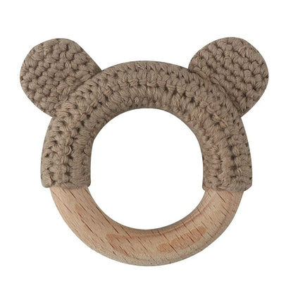 Food Grade Wooden Rings Wristband Infant Feeding Circles Bites Toys DIY Knitting Baby Teether Toys Newborn Fitness Frame Pendant
