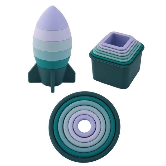 Baby Health Silicone Teether Toy Cartoon Shape Teether Fidget Toys Building Blocks Baby Educational Baby Toys