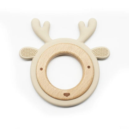 New Design Customized Cartoon Animals Baby Teether Toy 1PC Food Grade Wooden Ring Chewing Products Kids Molar Essentials