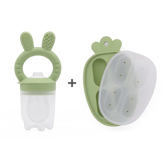 Cute Baby Fruit and Vegetable Teether Toy Food Supplement Bite Le Silicone Baby Feeding Tableware Ice Cream Mold Baby Stuff