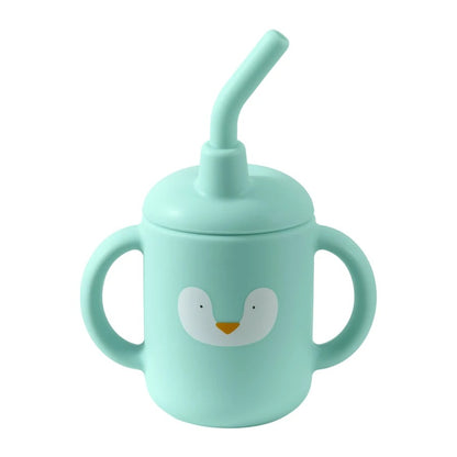 Portable Baby Feeding Bottle Cup Silicone Sippy Cups Children Leakproof Drinking Cups Cartoon Pattern Infant Straw Drinkware