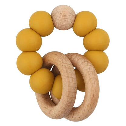 Baby Health Nursing Bracelets Teether Bab Toys Silicone Beads Wooden Ring Teething Wood Rattles Fidget Toys Newborn Accessories