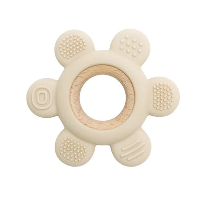Color Kids 1PC Silicone Teether Toy newborn Rudder Shape Wooden Teether Ring Baby Toys BPA Free Molar Stick Baby Accessories