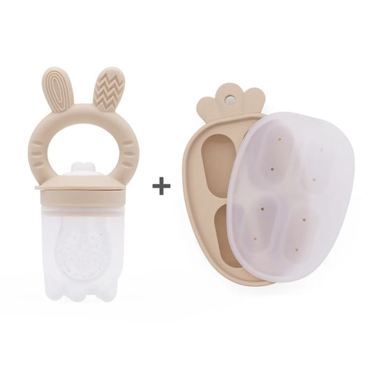 Cute Baby Fruit and Vegetable Teether Toy Food Supplement Bite Le Silicone Baby Feeding Tableware Ice Cream Mold Baby Stuff