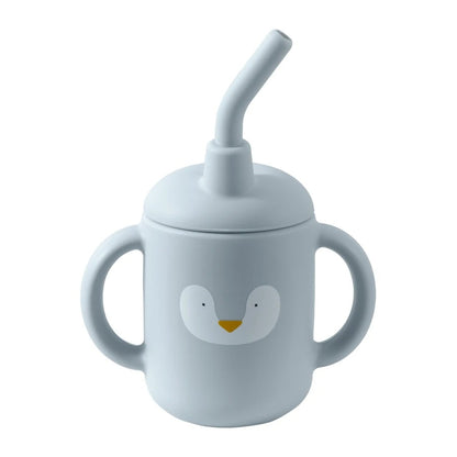 Portable Baby Feeding Bottle Cup Silicone Sippy Cups Children Leakproof Drinking Cups Cartoon Pattern Infant Straw Drinkware